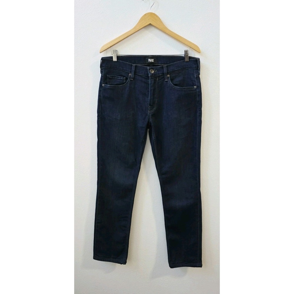 Paige Federal Slim Straight Jeans Men's Size 32 Casual Stretch Dark Blue Denim